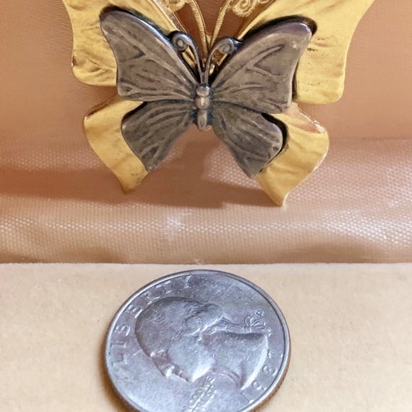 Vintage Brooch Soft Gold Silver Tone Butterfly Singed Premier Designs - Picture 3 of 4